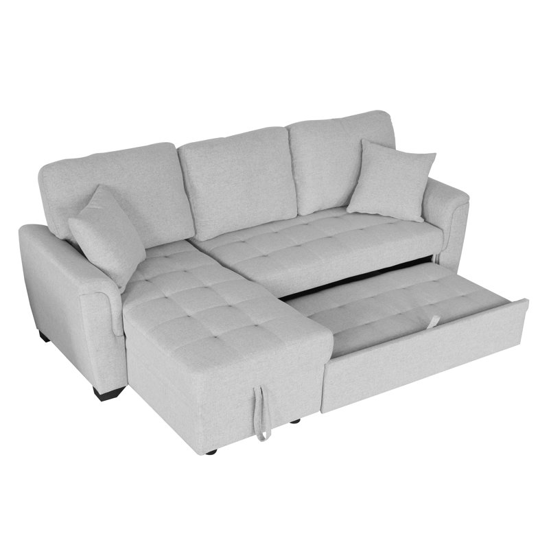 Outdo 86" Wide Upholstered Sleeper Chaise Sectional | Wayfair